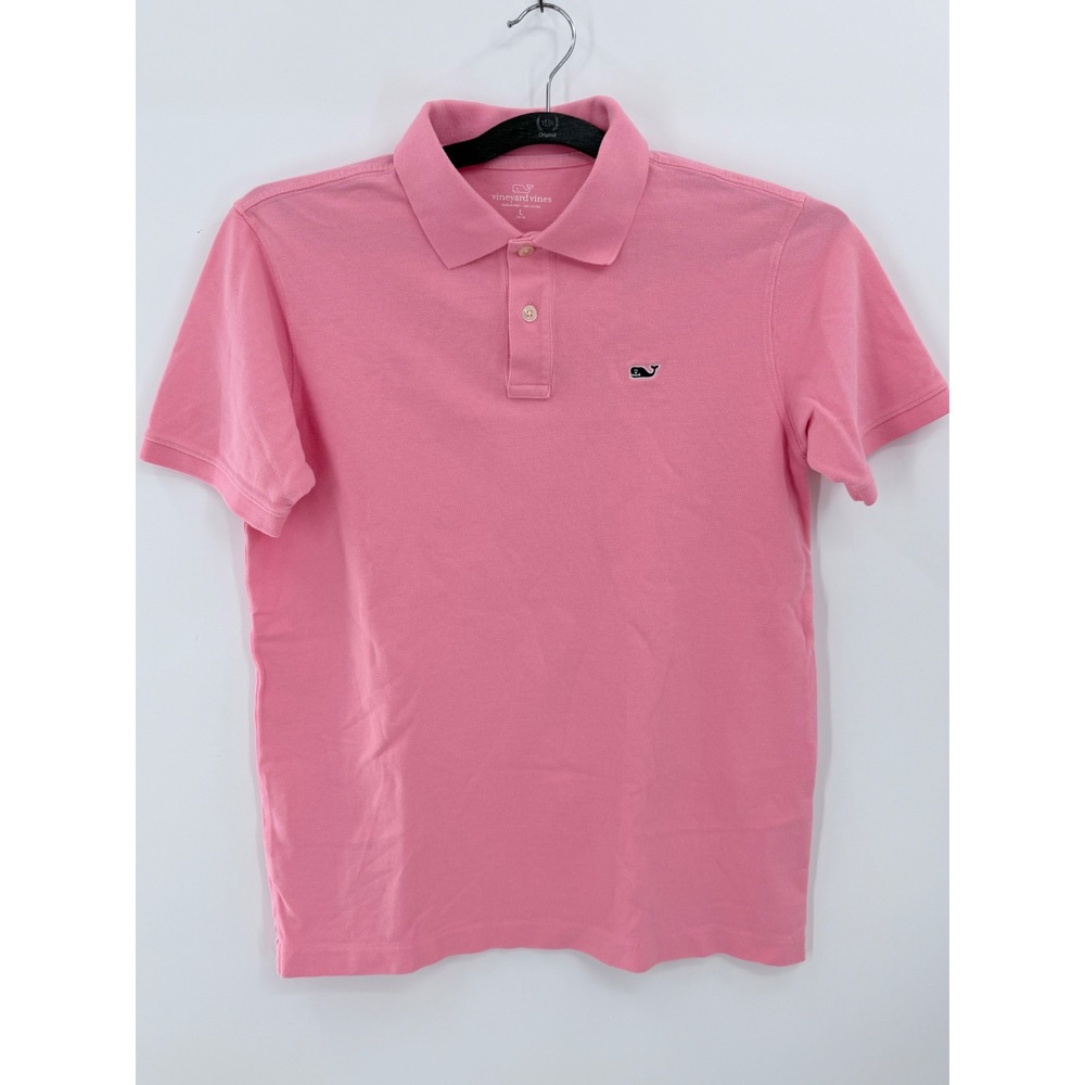 Vineyard Vines Polo Shirt Boys Large 16-18 Pink Short Sleeve Whale Logo Pique